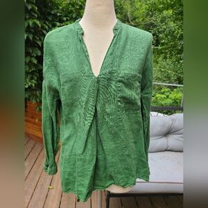 Zara Linen Green Blouse Tunic